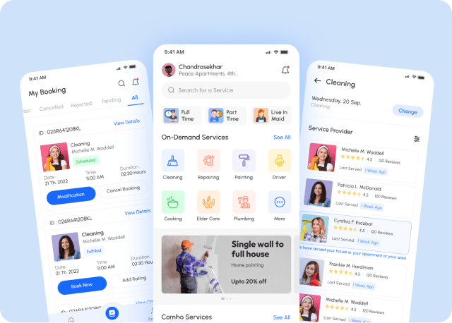 Ezyhelpers Mobile App Screens