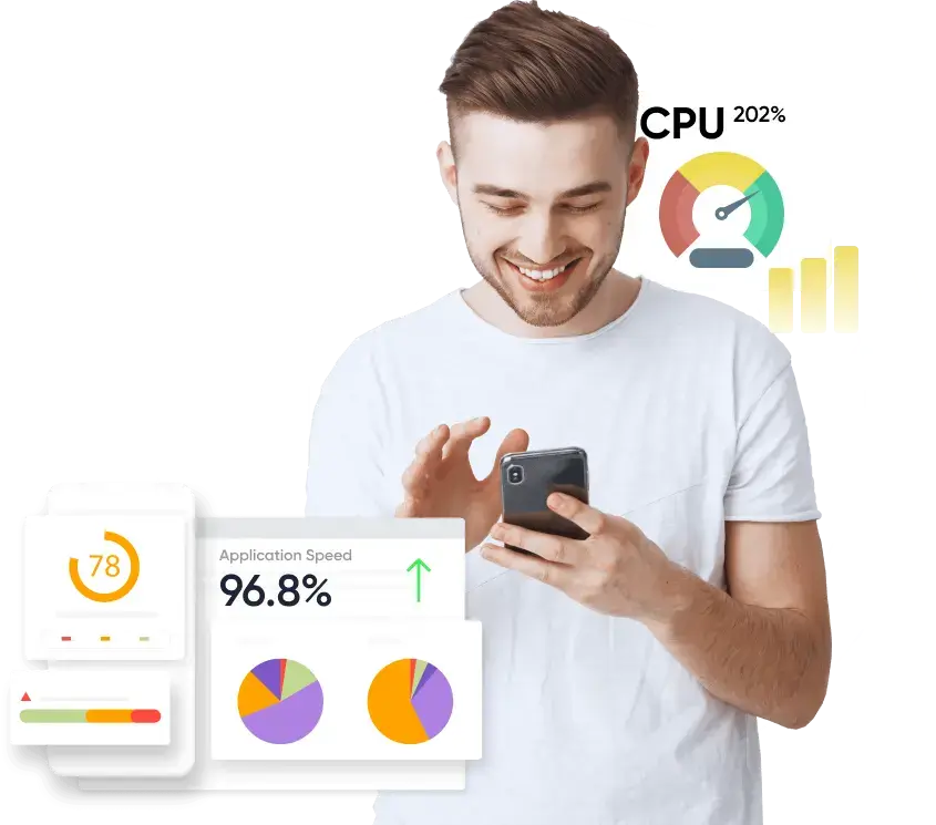 Man Experiencing Fast and Performance Image