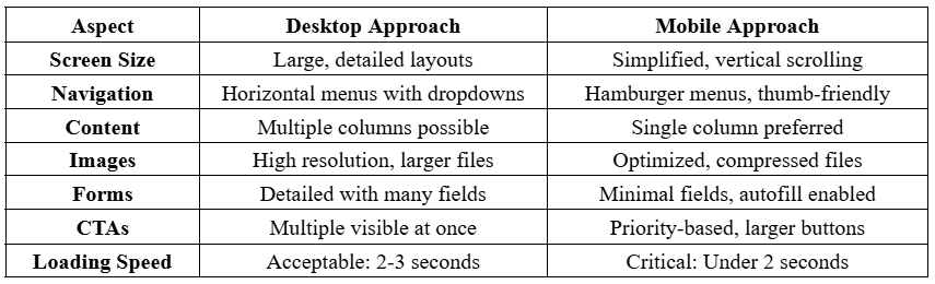 Desktop approach vs Mobile approach